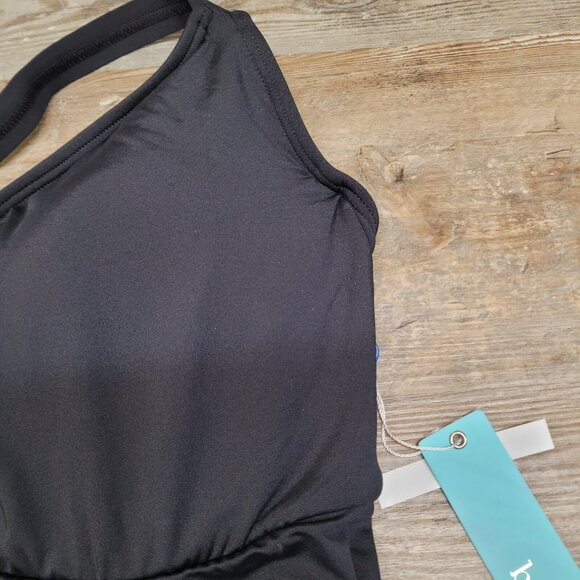 Birdsong Plus Size 20W Black Eco Onyx Sharkbite Underwire Tankini Swim Top Solid - Picture 7 of 13